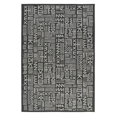 Artistic Mural Grey rug inspired by finger painting and doodles