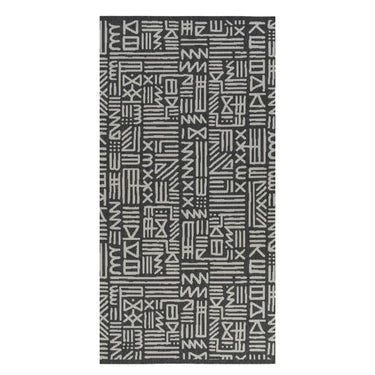 Mural Grey Runner Rug a artistic grey-toned runner rug with finger-painted design