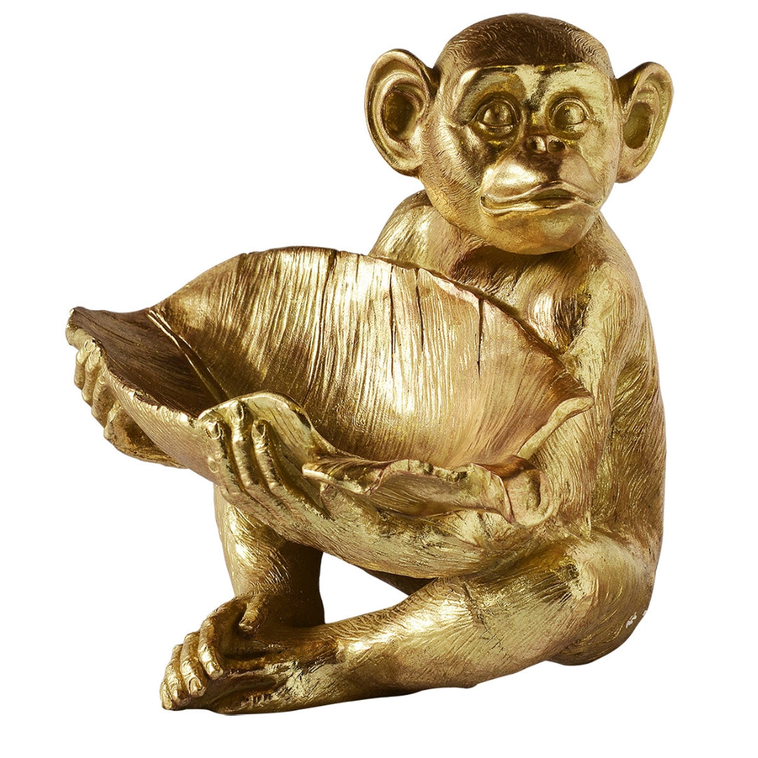 Musa Antique Gold Large Monkey Bowl Decor Bowl