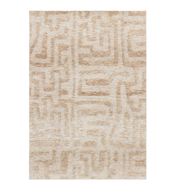 Mystery Rug in camel with maze-inspired modern geometric design