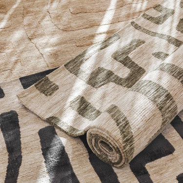 Mystery Rugs showcasing maze-like geometric pattern in three colour options