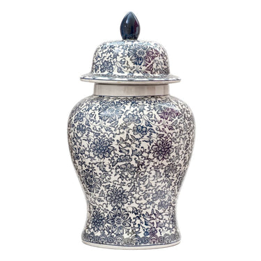 Navy Blue Floral Ginger Jar