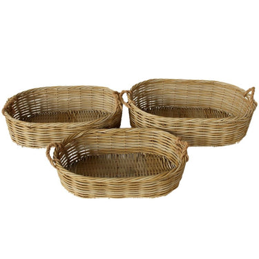 Set of 3 synthetic rattan baskets, perfect for home organization