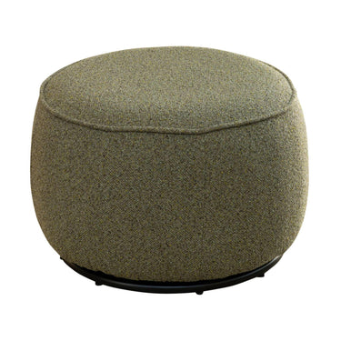 Nigella Ottoman in Comet Grasslands fabric, deep green with swivel base.