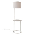 Nivo Standing Lamp with Side Table - White Cotton Shade