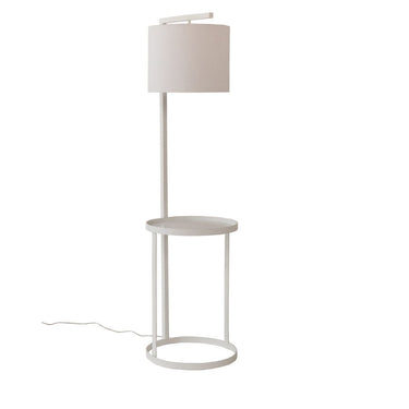 Nivo Standing Lamp with Side Table - White Cotton Shade