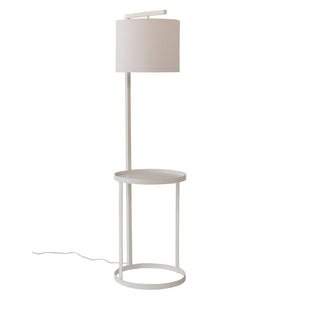 Nivo Standing Lamp with Side Table - White Cotton Shade
