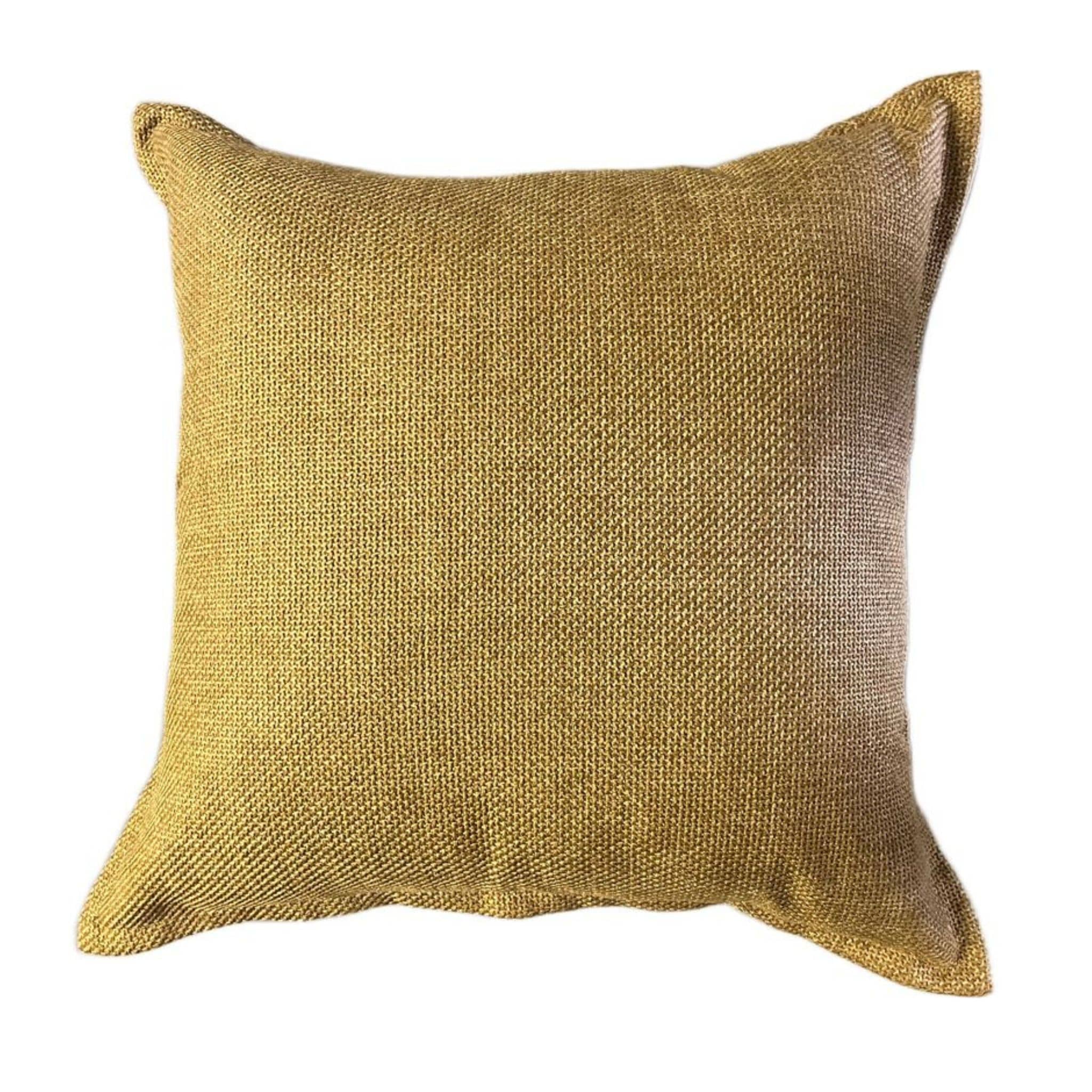 Ochre solid scatter cushion cover, 60x60cm polyester linen throw cushion in mustard yellow with invisible zip.
