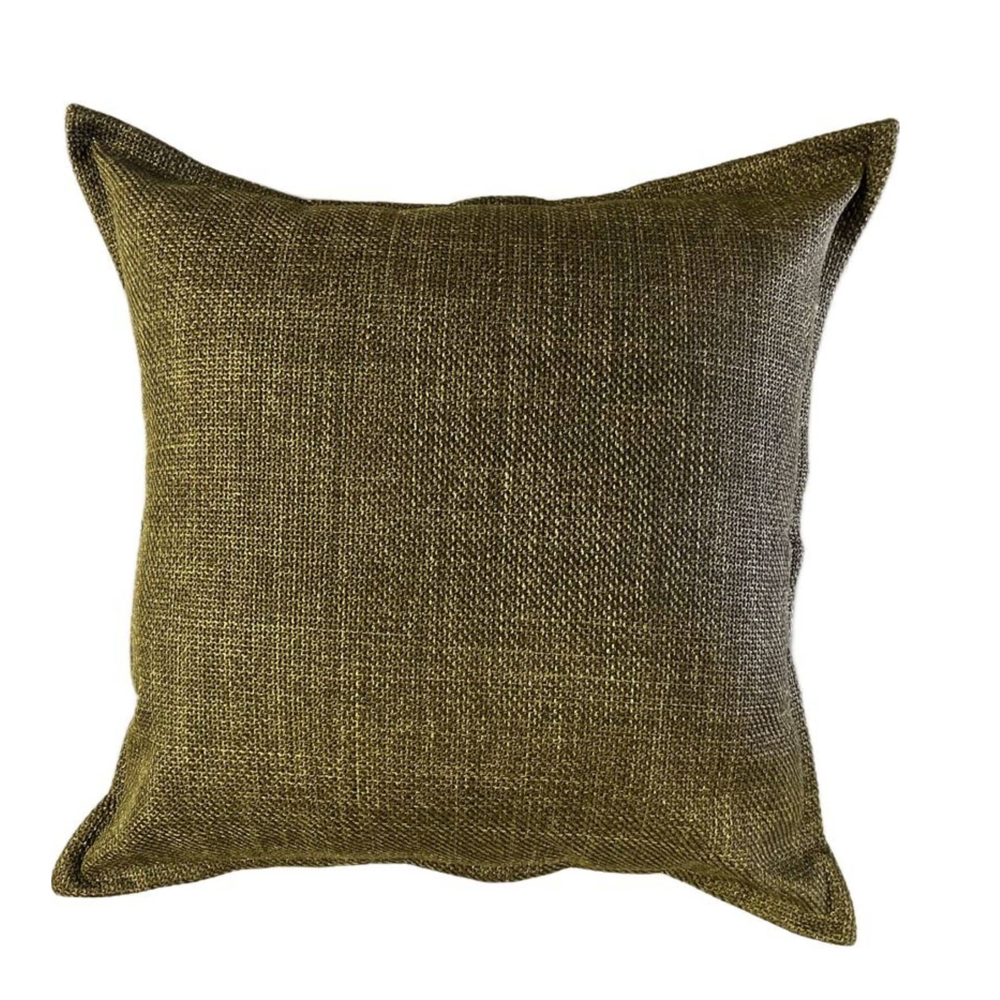 A square 60x60cm olive scatter cushion polyester linen fabric in moss green colour.