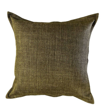 A square 60x60cm olive scatter cushion polyester linen fabric in moss green colour.
