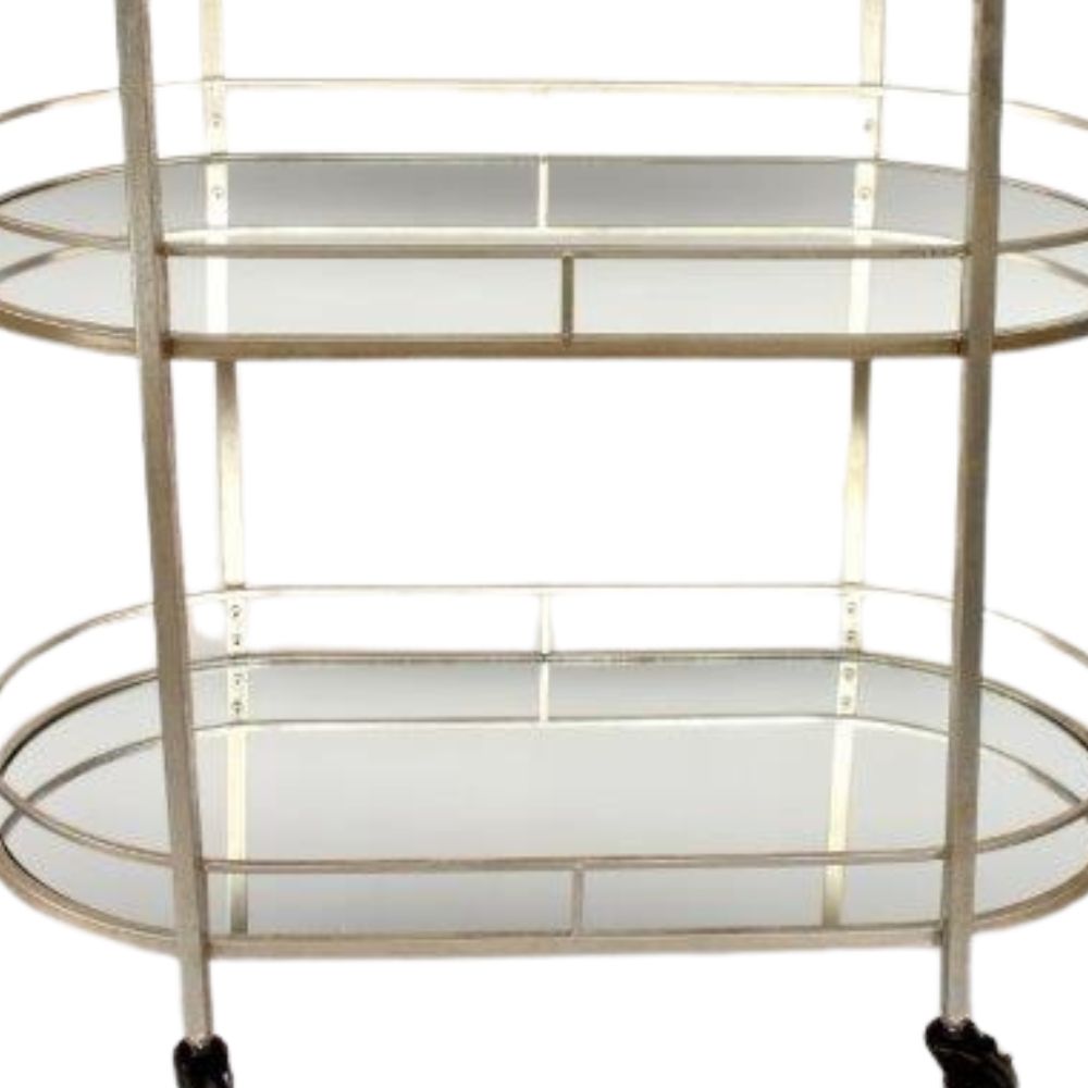 trolley close up - Mirrored beverage cart, portable drinks stand