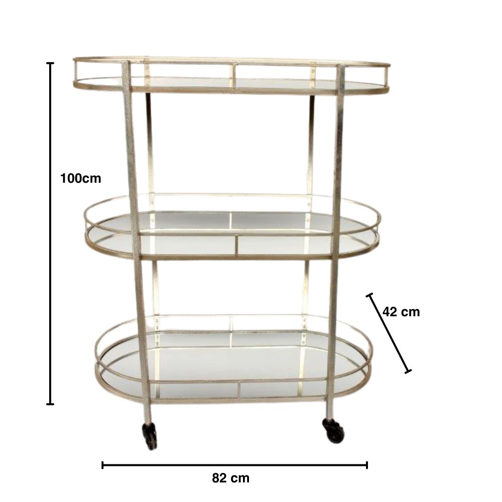 trolley size trolley - Mirrored beverage cart, portable drinks stand