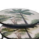 Nesting Tables with Glass Top with a stunning palm tree design