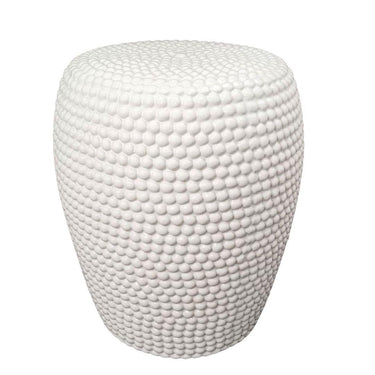 Perla Side Table White ceramic finish table  raised bubble-dot texture