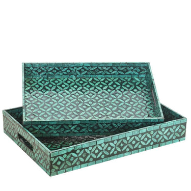 Petal Rectangular Capiz Decor Tray Set By Woodka Interiors