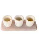 Pinch Pots – White Marble Set with Pink Tray