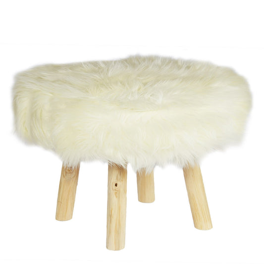 Polar White Fur Stool