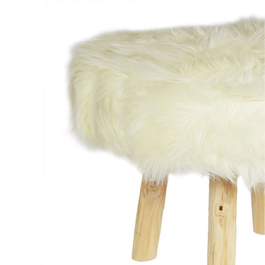 Polar White Fur Stool - Woodka Interiors