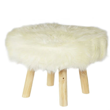 Polar White Fur Stool - Woodka Interiors