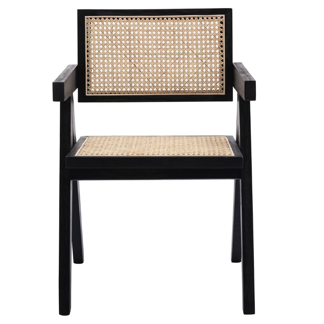 Accent Wicker Dining Arm Chair with Cane Back