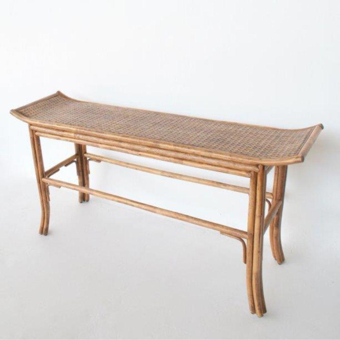 Maison Riviera Rattan Console Table Rattan Console Table – Brown | Boho Entryway Console – Woodka Interiors