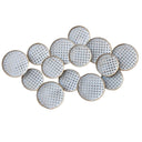 Rattan Metal Wall Decor, A collection of white and gold circles elegantly arranged on a white surface, showcasing modern luxury and artistic design.