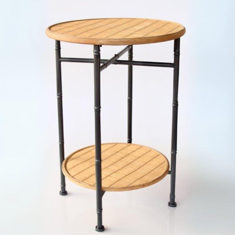 Stylish rattan and metal side table for living room