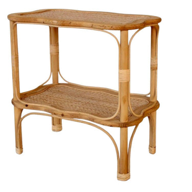 Handcrafted rattan side table for bohemian décor