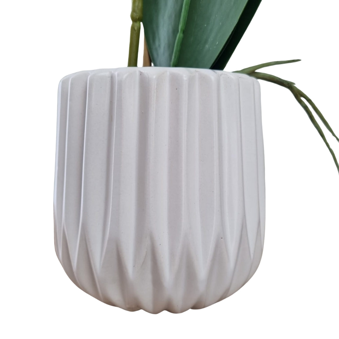 Real Touch White Orchid Cermaic Pot