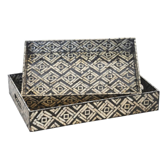 Rectangle Ikat Capiz Decor Tray Set By Woodka Interiors Decor Trays