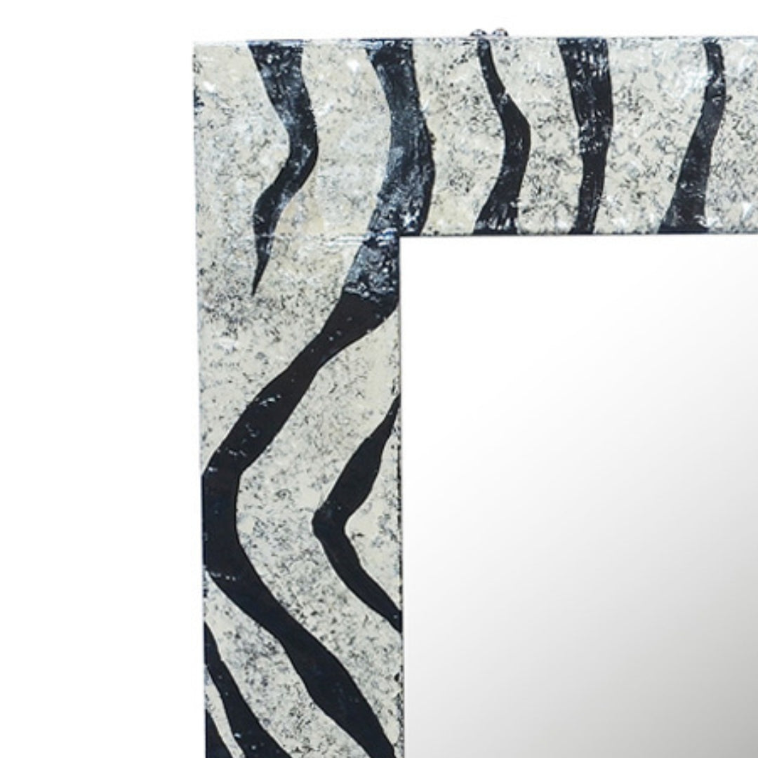 Rectangle Wall Mirror Zebra  Capiz Decor