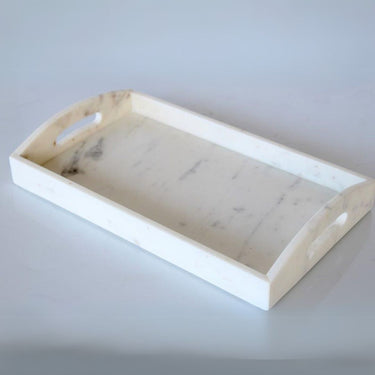 rectangle white marble tray