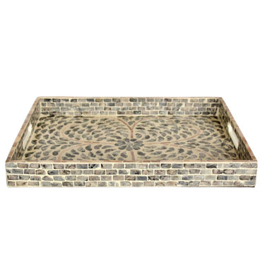 Charcoal capiz tray for modern coffee table décor