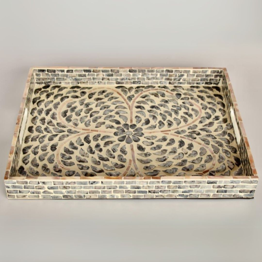 Luxury coffee table tray with capiz shell for stylish interiors