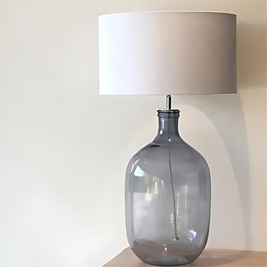 Recycled glass body in a blue finish lamp