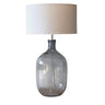 Recycled glass table lamp with base in organic style.