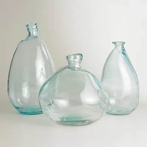 Large glass vases in three unique shapes