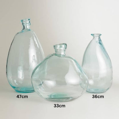 Clear recycled glass vase size