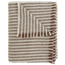 celine throw blanket with stripes of cream and brown, featuring frayed edges.