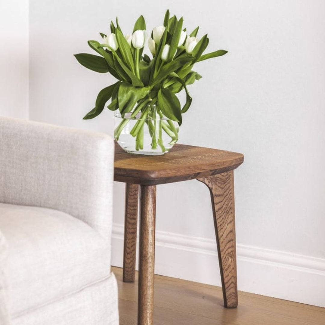 functional oak wood end table 