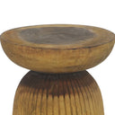 Ribbed Wooden End Table Round top