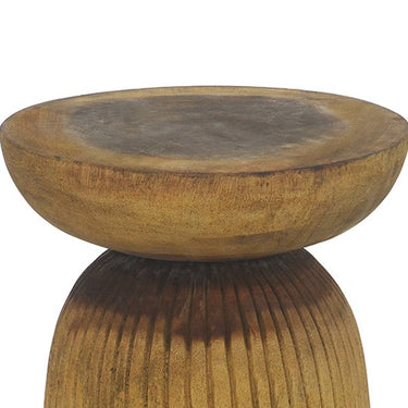 Ribbed Wooden End Table Round top