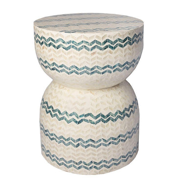 Decorative Ripple Side Table with unique hourglass silhouette and inlay finish