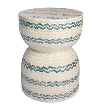 Ripple Side Table with mother-of-pearl inlay and coastal zigzag design