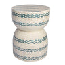 Ripple Side Table with mother-of-pearl inlay and coastal zigzag design