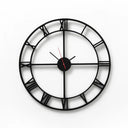 Classic Roman Numeral Clock with black finish and cut-out design. Available online at Woodka Interiors South Africa.