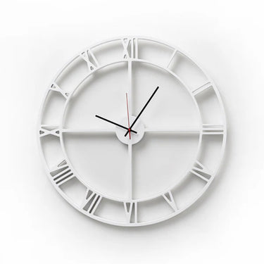 Roman Numeral Clock in white with cut-out numerals. Available online at Woodka Interiors South Africa.