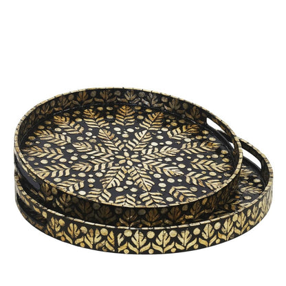 Round Capiz Ottoman Tray Set - Feather by Woodka Interiors