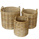 Round Rattan Baskets Set of 3 Crafted from durable polyethylene rattan