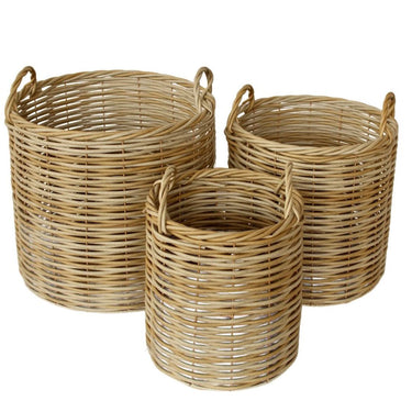 round rattan basket set – large, medium, small